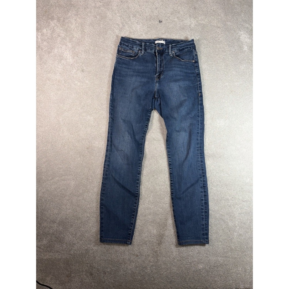 Good American Good Legs Crop High Rise Jeans Women's 8/29 Blue Denim Stretch